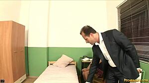 teacher hints at licking blonde student's pussy