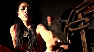 Latex fetish session with gentle actions and toys