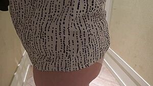 Hidden cam spies on mature bbw milf in fitting room panties trying on shorts with big ass close-ups