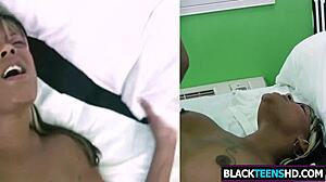 In a steamy interracial encounter, Jaye Austin, the hot black cutie with a big ass, eagerly takes on a massive wiener, her huge ebony body bouncing as she rides the monster cock