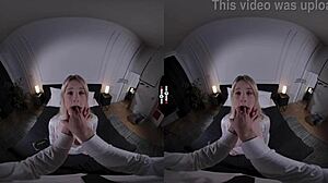 Big Boss In Dark Room VR With Shaved Pussy And Tits