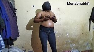 Beautiful Desi Bhabhi With Huge Boobs Doing Oil Massage