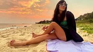 Sexy Beauty Girl Chases Sunsets On Beach