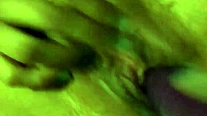 My girlfriend had a squirting orgasm using a big dildo in close-up