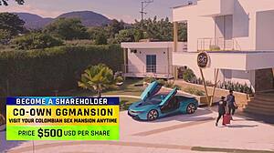 brunette and blonde latinas enjoy dildo fucking in lesbian scene