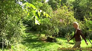 hey, wanna see this slut pissing and cumming outside?