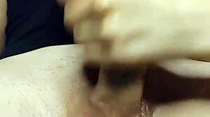 oiled handjob on those tits made him cum hard