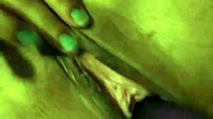 My girlfriend had a squirting orgasm using a big dildo in close-up