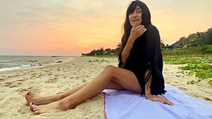 Sexy Beauty Girl Chases Sunsets On Beach