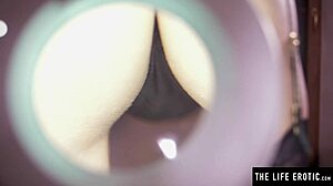 Big-Titted Beauty Explores Her Hairy Pussy Up Close With A Magnifying Glass