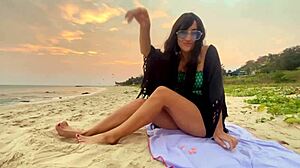 Sexy Beauty Girl Chases Sunsets On Beach