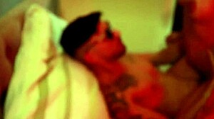 redhead smokes cigarette and enjoys with well-endowed guy