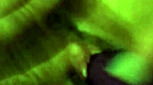 My girlfriend had a squirting orgasm using a big dildo in close-up