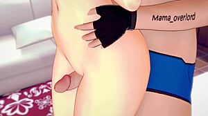 Gwen Stacy hentai squeezes cock between wet legs after shower