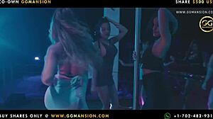 brunette and blonde latinas enjoy dildo fucking in lesbian scene