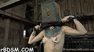 Surprising touch on restrained women's breasts and smooth skin