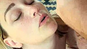 Dirty talking blonde hotwife blowjob ends in facial