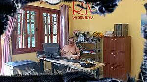 The Naked Secretary Is Cleaning Up The Office Voyeur Camera!