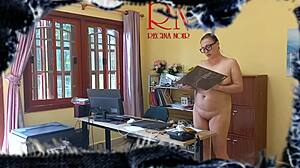 The Naked Secretary Is Cleaning Up The Office Voyeur Camera!
