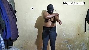 Beautiful Desi Bhabhi With Huge Boobs Doing Oil Massage