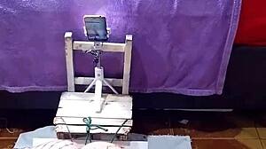 exhibitionist slut in doggy style with ripped clothes and flashing