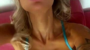 Monika Fox teases with pierced nipples before pornshoot