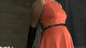 in the sadomasochism harness, she endures rough pov blowjob and fucking