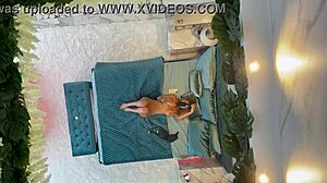 Russian pornstar Monika Fox poses naked on bed with tattoos and piercings 😍.