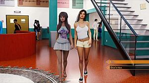 Být dik chick route s velkými prsy a zadkem v erotické hře