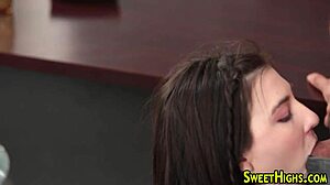 Teen Student In Uniform Gives Blowjob, Handjob, Then Rides To Facial Cumshot