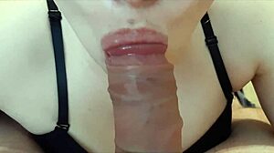 she's sucking dick passionately while wearing a bra