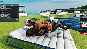 the blonde babe is addicted to that big black cock. she rides the handsome bull hard in the bedroom.