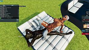 the blonde babe is addicted to that big black cock. she rides the handsome bull hard in the bedroom.