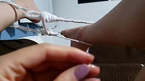 smell of pussy with cum dripping down naughty leg while masturbating wet on sofa with big tits and ass