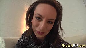 Real German Woman Gets Banged In Group Reality Scene With Dildo And Stockings