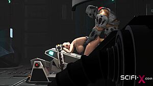 Sci-Fi Male Sex Cyborg Plays With A Sexy Young 18+ Hottie In Restraints In The Lab