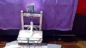 exhibitionist slut in doggy style with ripped clothes and flashing