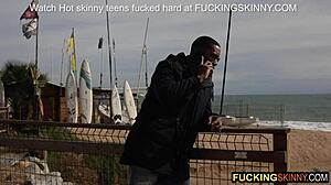 beautiful blonde teen says, 'play with my big black dick'