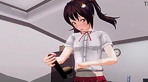 uncensored anime sister teases anal with edging handjob