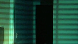 Halloween night with a sexy nude blonde on the bed