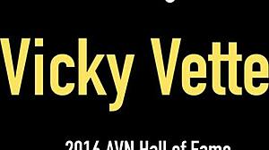 Vicky Vette, the big butt milf, lubes up and shoves a dildo deep into her ass.