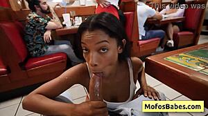 TWO SEXY AND HORNY BIG TIT WAITRESSES SHARE HUGE COCK IN PUBLIC DINER - ELANA BUNNZ EDEN WEST DEREK SAVAGE