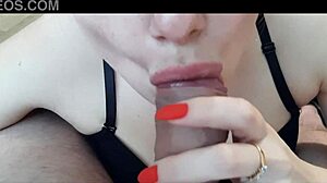 she's sucking dick passionately while wearing a bra