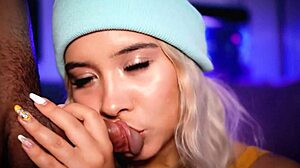 College Girl Sucks Boyfriend's Cock Online for Cash