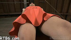 in the sadomasochism harness, she endures rough pov blowjob and fucking