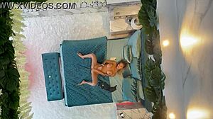 Russian pornstar Monika Fox poses naked on bed with tattoos and piercings 😍.