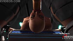 Sci-Fi Male Sex Cyborg Plays With A Sexy Young 18+ Hottie In Restraints In The Lab