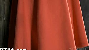 in the sadomasochism harness, she endures rough pov blowjob and fucking