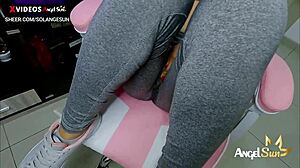 Gamer girl Sol Gameplays caught wet in leggings during live stream