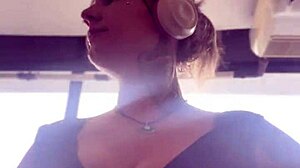 blonde sweats hard at gym, removes big tits to breathe!